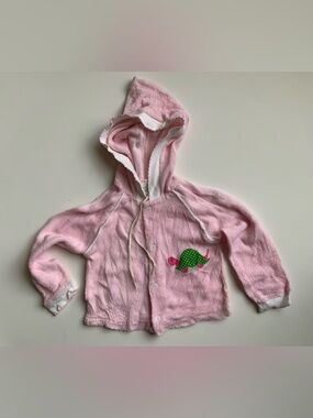 Vintage 90s Terrycloth Pink Hooded Baby Jacket